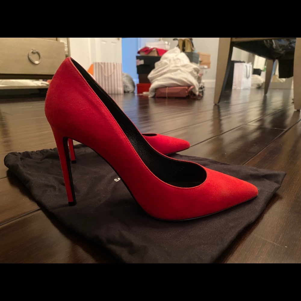 Saint Laurent Red Suede Heels